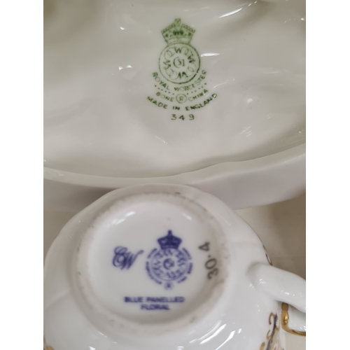 411 - Royal Worcester china Cherub Soap Dish and two decoratied miniature cup & saucers. Dish measures H10... 