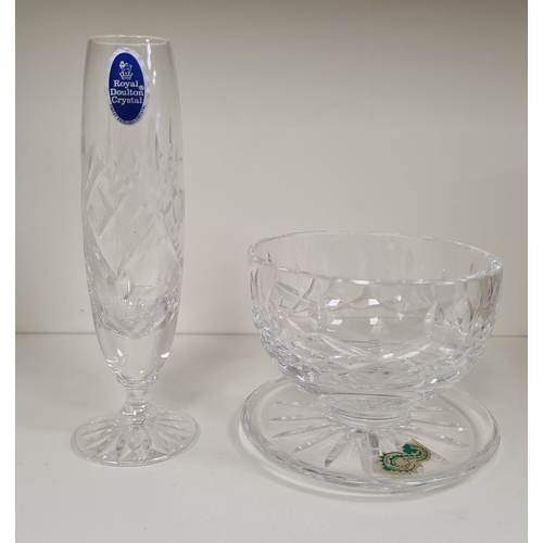 412 - Waterford Crystal Bowl H8cm x 10.5cm & Royal Doulton Crystal vase. H15.5cm x 5cm.