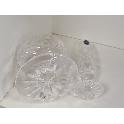 412 - Waterford Crystal Bowl H8cm x 10.5cm & Royal Doulton Crystal vase. H15.5cm x 5cm.