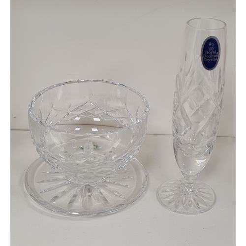 412 - Waterford Crystal Bowl H8cm x 10.5cm & Royal Doulton Crystal vase. H15.5cm x 5cm.