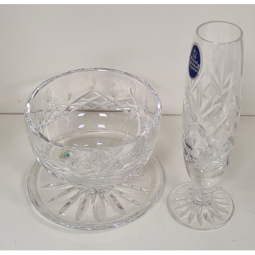 412 - Waterford Crystal Bowl H8cm x 10.5cm & Royal Doulton Crystal vase. H15.5cm x 5cm.