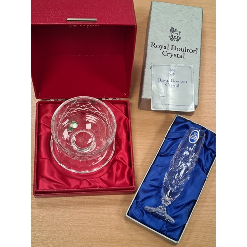 412 - Waterford Crystal Bowl H8cm x 10.5cm & Royal Doulton Crystal vase. H15.5cm x 5cm.