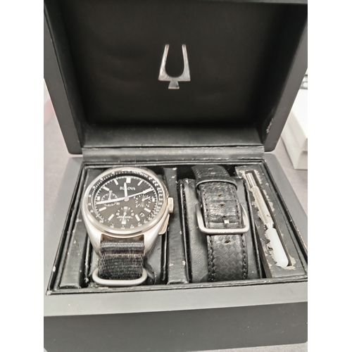 662 - Bulova Lunar Apollo 15 pilot 45mm silver-Black watch in original box working