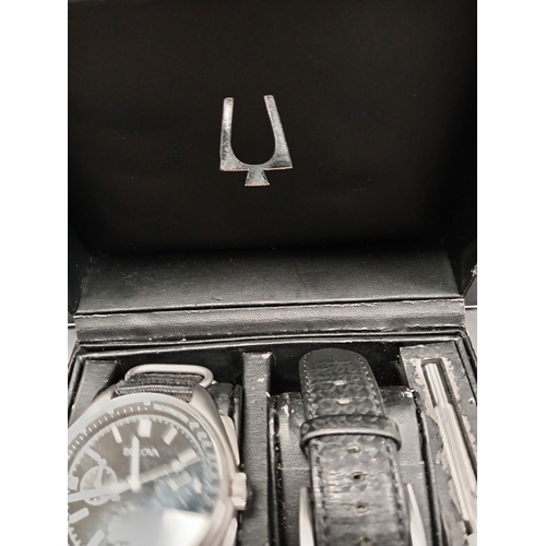 662 - Bulova Lunar Apollo 15 pilot 45mm silver-Black watch in original box working