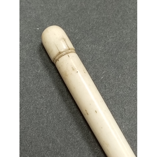 664 - Antique bone needle case with screw joint L x 6cm