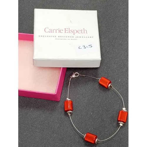 667 - Carrie Elspeth red glass beaded bracelet 16cm