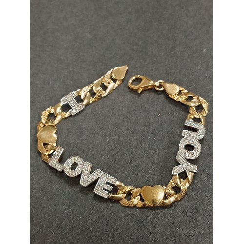 668 - Gold on 925 silver I Love You bracelet 18cm