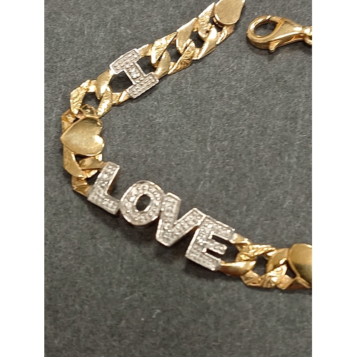 668 - Gold on 925 silver I Love You bracelet 18cm