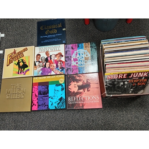 417 - Job lot of vintage compilation boxed albums and job lot of albums includes Glenn Miller, The fabulou... 