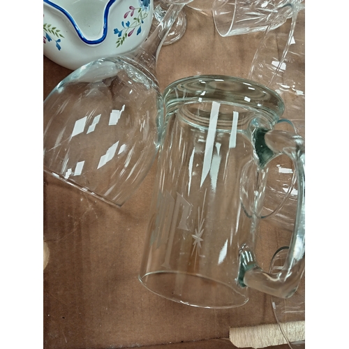 422 - Job lot of glasses and two ceramic jugs