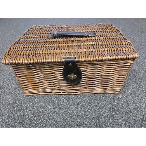 433 - M&S Wicker Picnic Basket. H 18cm x W 39cm x D 31cm