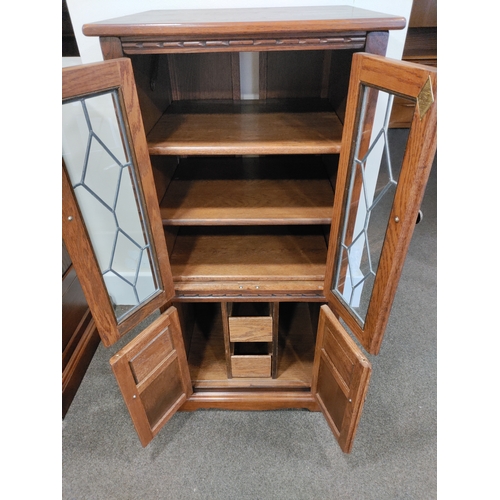 438 - Vintage Old Charm Furniture Cabinet with an opening top and led lined glass doors. H 114cm x W 54.5c... 