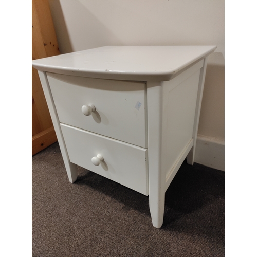 441 - Small white bedside table with two draws. H 51cm x W 48cm x D 43cm