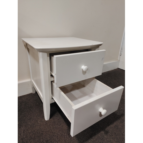 441 - Small white bedside table with two draws. H 51cm x W 48cm x D 43cm