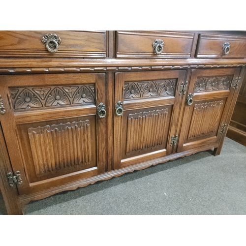 447 - Vintage Old Charm Furniture Dresser with two led lined glass doors and dovetale draws. H 174cm x 136... 