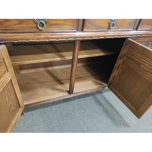 447 - Vintage Old Charm Furniture Dresser with two led lined glass doors and dovetale draws. H 174cm x 136... 