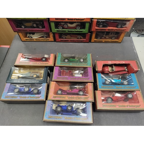 449 - Job lot of Matchbox Models of yesteryear cars in boxes. Models include Rolls Royce, Riley, Vauxhall,... 