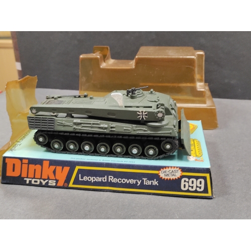 452 - 1974 Boxed Dinky Die cast Leopard Recovery Tank No. 699 With Original plastic cover