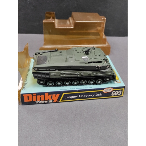 452 - 1974 Boxed Dinky Die cast Leopard Recovery Tank No. 699 With Original plastic cover