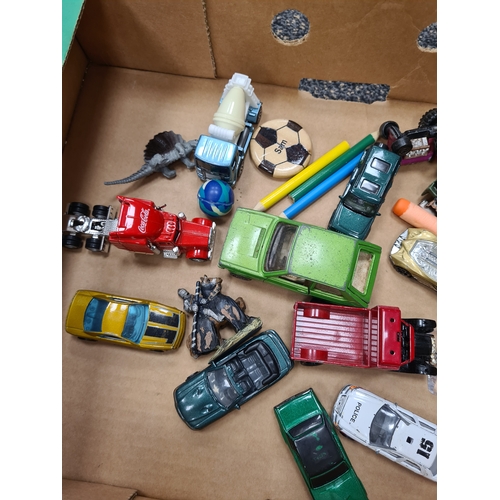 461 - Job lot diecast vehicles including London bus & plastic Dinos etc