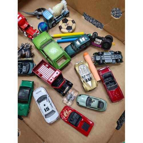 461 - Job lot diecast vehicles including London bus & plastic Dinos etc