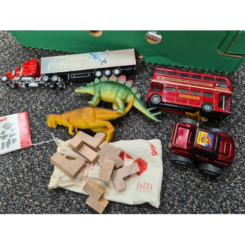 461 - Job lot diecast vehicles including London bus & plastic Dinos etc