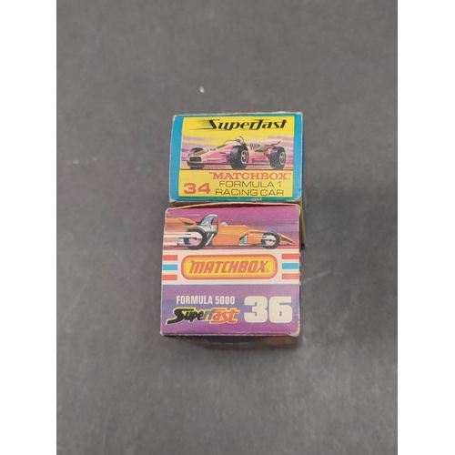 464 - Two 1978 vintage Lesney matchbox formula 5000 and formula 1 racing cars. No. 34 and No. 36