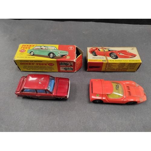 467 - Two vintage dinky cars. Hillman imp spoon No. 138 and Alfa Romeo O.S.I scabardo. In original boxes.