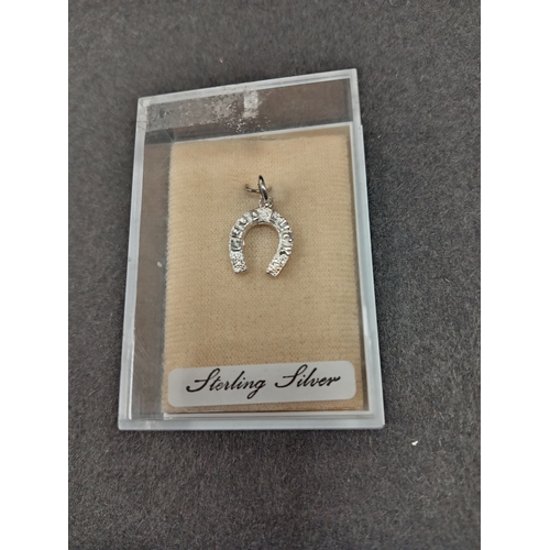 680 - Boxed 925 silver good luck horse shoe pendant