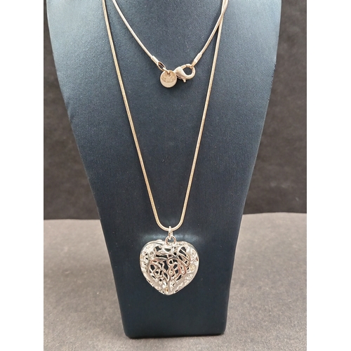 683 - 925 silver large heart pendant on 925 silver chain L 54cm