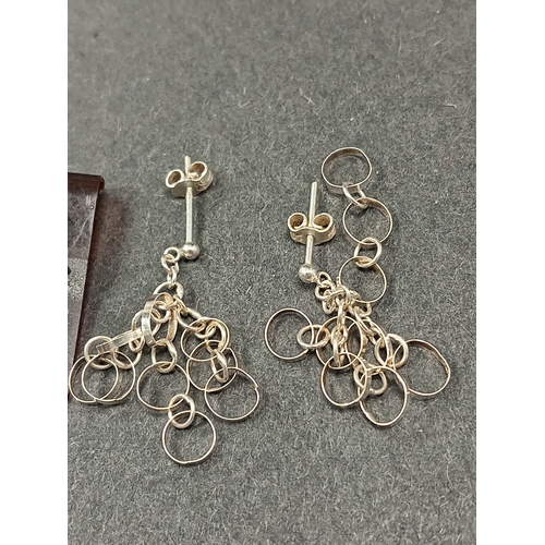 687 - 925 silver daffodil stud earrings and 925 silver danger chain earrings