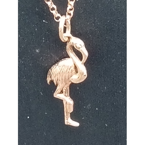 688 - Rose gold 925 silver flamingo pendant on 925 silver chain L 60cm