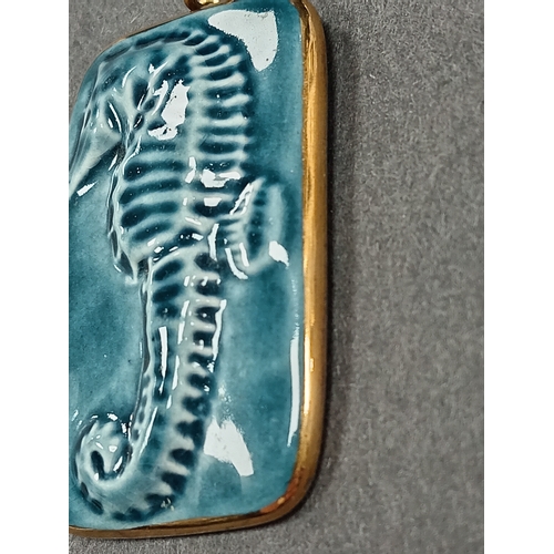 695 - Channel Island ceramic seahorse pendant 5cm x 3cm