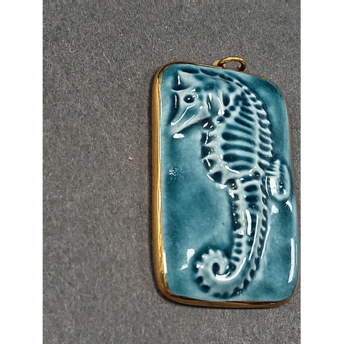 695 - Channel Island ceramic seahorse pendant 5cm x 3cm