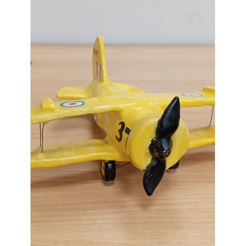 477 - Vintage ceramic aeroplane figure of a VH-FAS/A17-37 De Havilland DH-82A Tiger Moth H 12cm x L 27cm x... 