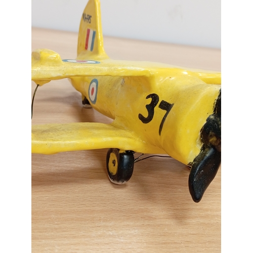 477 - Vintage ceramic aeroplane figure of a VH-FAS/A17-37 De Havilland DH-82A Tiger Moth H 12cm x L 27cm x... 