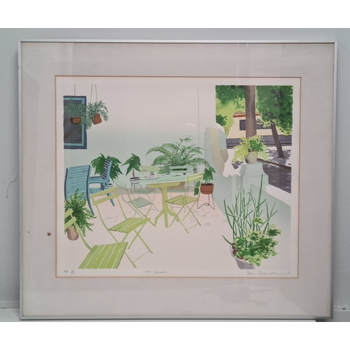 497 - Framed limited edition print 'Cool Veranda' by International Artist Llana Richardson 1982. Number 12... 