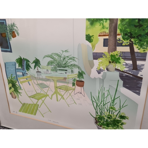 497 - Framed limited edition print 'Cool Veranda' by International Artist Llana Richardson 1982. Number 12... 