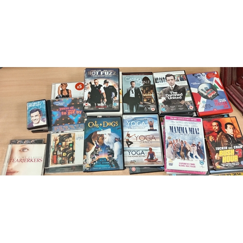 501 - Job lot of vintage dvd films, cd's and cassettes to include Days of glory, rush hour 2,mamma Mia, To... 