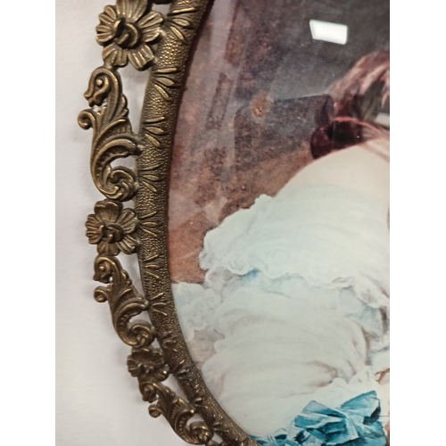 507 - Elegant lady print portrait in an ornate Italian frame H 32cm x W 22cm