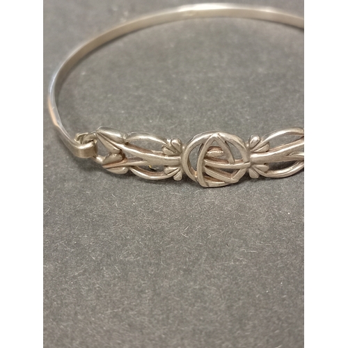 728 - 925 silver rennie macintosh style bangle 6cm diameter