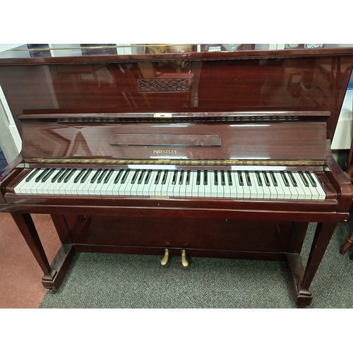 526 - Priestley high gloss finish upright piano H 114cm x W 133cm x D 59cm