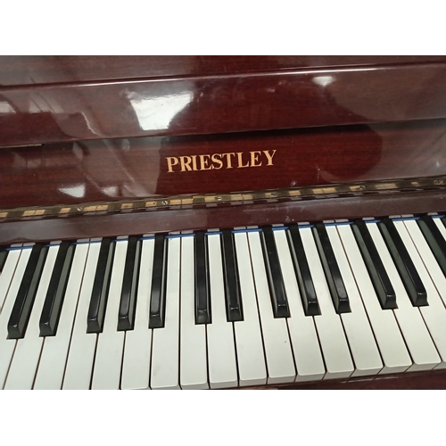 526 - Priestley high gloss finish upright piano H 114cm x W 133cm x D 59cm