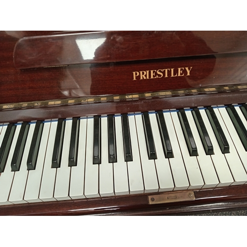 526 - Priestley high gloss finish upright piano H 114cm x W 133cm x D 59cm