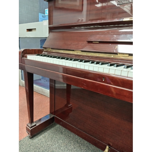 526 - Priestley high gloss finish upright piano H 114cm x W 133cm x D 59cm