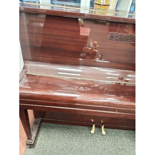 526 - Priestley high gloss finish upright piano H 114cm x W 133cm x D 59cm