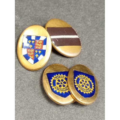 735 - 9ct gold plated rotary association cufflinks