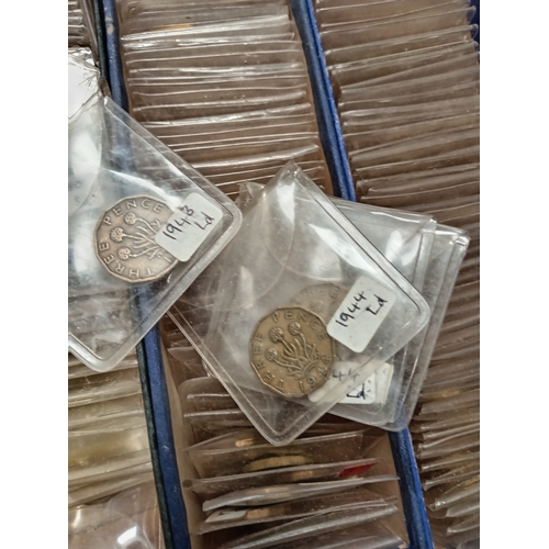 626 - Job lot of Antique and vintage one penny coins and three pence coins dating from 1900-1955