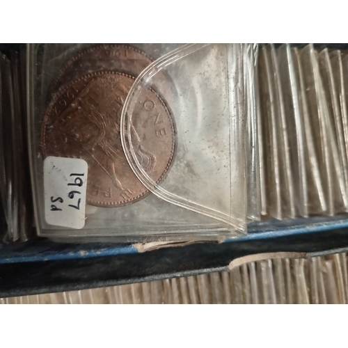 627 - Job lot of vintage coins including one pennies, half pennies and three pences dating from 1943-1967