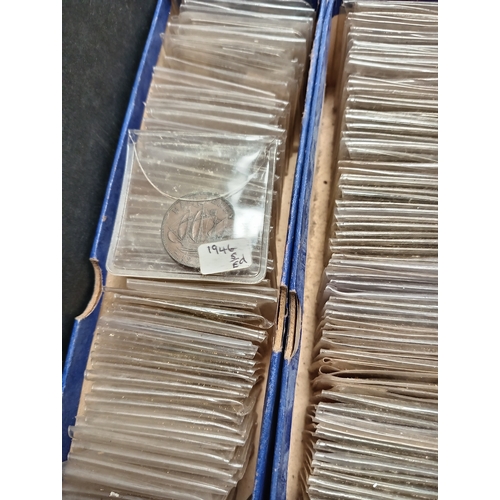 627 - Job lot of vintage coins including one pennies, half pennies and three pences dating from 1943-1967